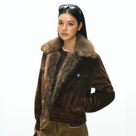 Ariseism 美式复古设计感可拆卸毛领棉服外套女冬季新款上衣