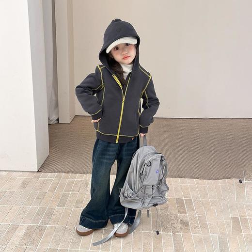 艾摩贝贝儿童休闲高质感弹不压身明线撞色连帽卫衣外套【450g加厚双面绒】 商品图2