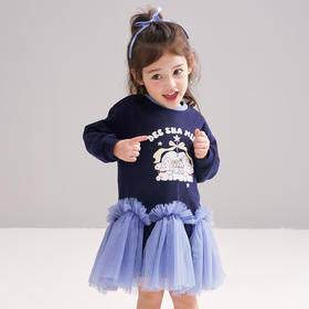 笛莎Deesha 2026春季女童可爱童趣A版蓬蓬针织连衣裙