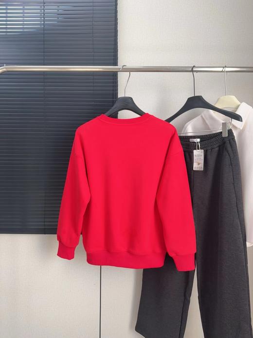 D122103新年战袍来啦！冬季一体绒情侣款红色圆领加厚卫衣 商品图1