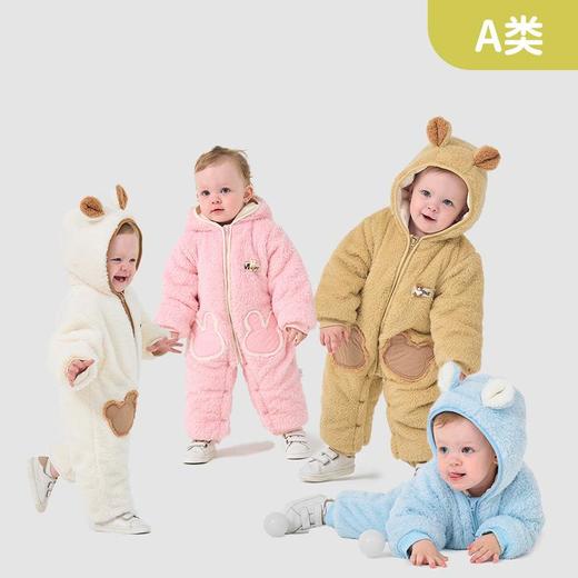 婴儿连体衣秋冬装外出宝宝衣服爬爬服婴儿哈衣保暖连体衣加厚 商品图0