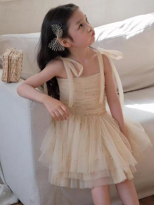 【非质量问题不退换】吊带珍珠网纱裙 商品图0