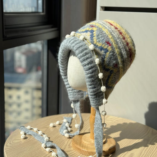 丁摩 新款针织毛线帽女秋冬季保暖帽加厚护耳包头帽子5ZF-399 商品图3