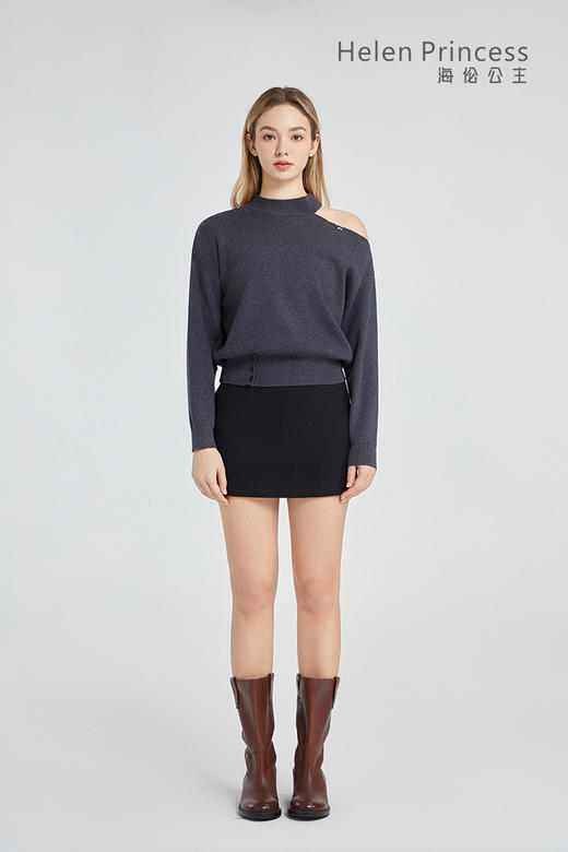 慵懒风露肩针织上衣 商品图6