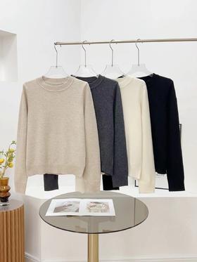 D122119秋冬新款羊毛极简基础款无缝圆领针织毛衣简约大方百搭