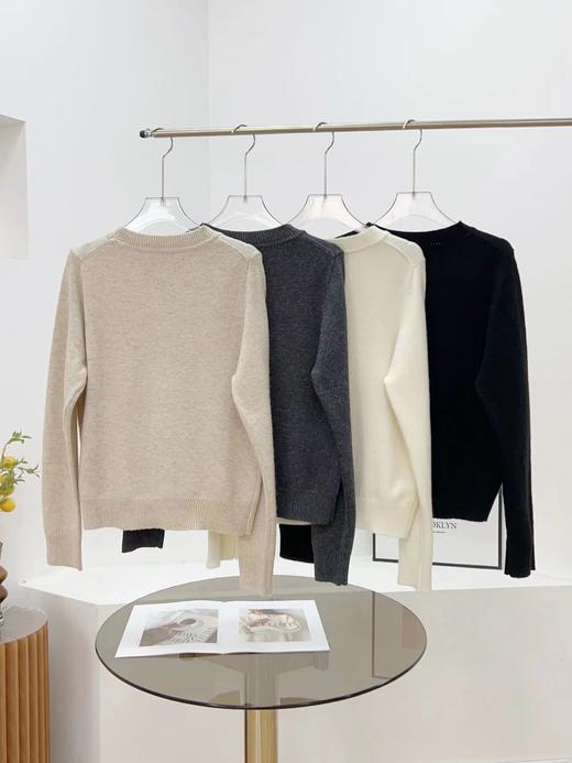 D122119秋冬新款羊毛极简基础款无缝圆领针织毛衣简约大方百搭 商品图1