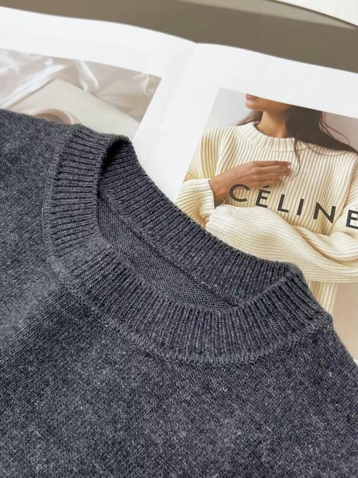 D122119秋冬新款羊毛极简基础款无缝圆领针织毛衣简约大方百搭 商品图7