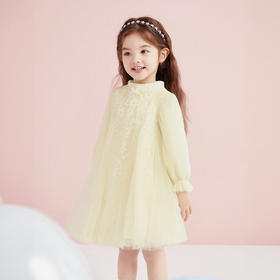 笛莎Deesha 童装女童连衣裙2026春新款甜美网纱长袖连衣裙