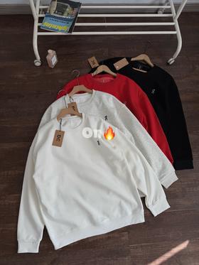 昂跑on秋冬圆领套头加绒刺绣卫衣