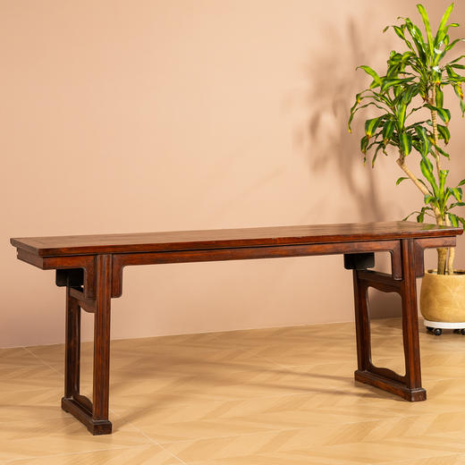 清代  红木夹头榫刀牙板带托子平头案 商品图0