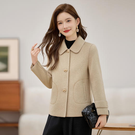 ZYQ22397小香风双面羊毛大衣小个子毛呢外套2025秋冬季新款精致短款上衣 商品图0