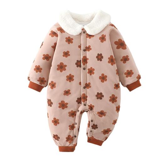 婴儿夹棉连体衣女宝宝冬季外穿哈衣爬服保暖棉衣女童连体80克棉 商品图4