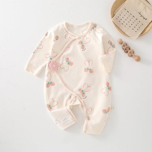 婴儿纯棉连体衣四季新生儿哈衣男女宝宝全棉护肚魔术贴蝴蝶衣春秋 商品图3