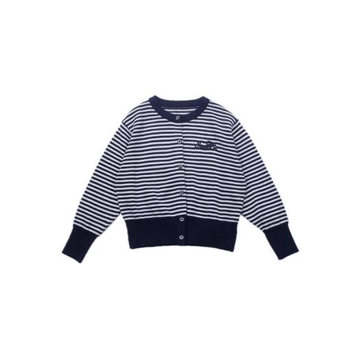 艾摩贝贝2025秋女童短款字母针织衫儿童韩版撞色条纹开衫毛衣外套 商品图3