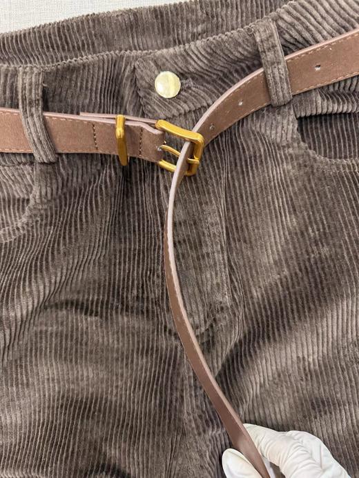 D122117冬季新款复古宽松简约灯芯绒棕色阔腿裤弯刀休闲裤香蕉裤长裤 商品图7