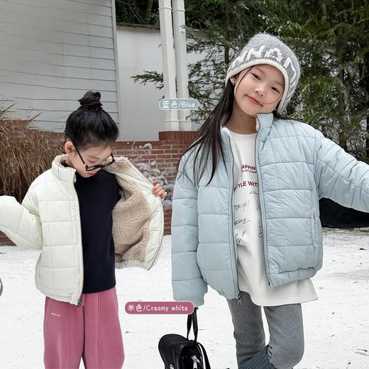 艾摩贝贝2025冬季新品儿童抗风保暖棉衣简约方格立领棉服外套上衣【加绒】 商品图0