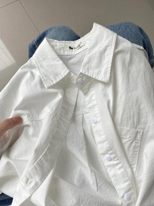 丁摩 100%纯棉【糖果色显白】紫色秋冬季衬衫女中长款休闲显瘦长袖衬衣女外穿5ZF-90180 商品图11