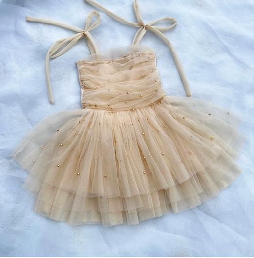 【非质量问题不退换】吊带珍珠网纱裙 商品图3