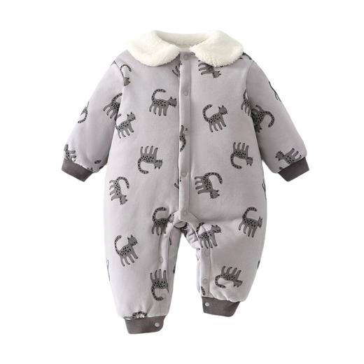 冬季婴幼儿连体衣女宝宝80克夹棉加厚连体衣休闲风外出服家居服 商品图4