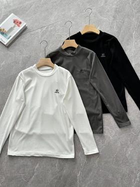 D122135冬季降温刺绣自发热德绒面料打底衫内搭男士