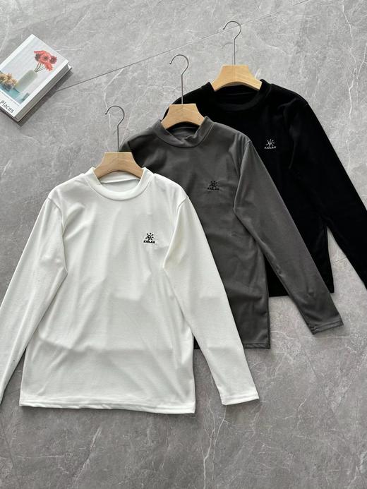 D122135冬季降温刺绣自发热德绒面料打底衫内搭男士 商品图0