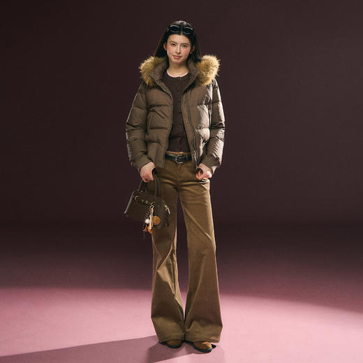 Ariseism 美式复古可拆卸帽子毛领羽绒服女冬季新款保暖上衣 商品图3