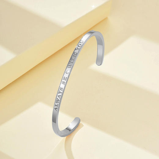 KADER卡蒂罗 一直爱镶宝石情侣手镯 简约个性手镯一对 男女同款情侣款 情侣礼物 商品图2