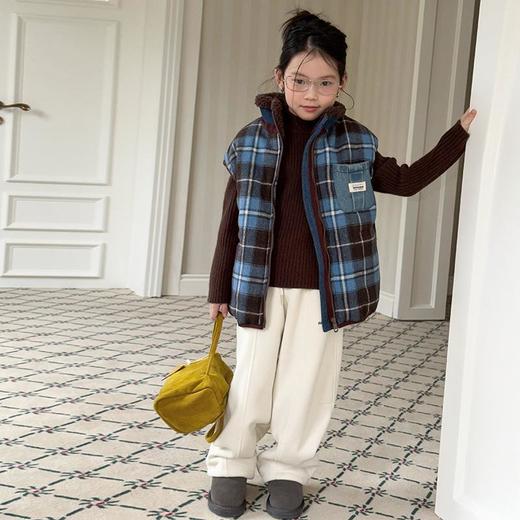 艾摩贝贝2025冬季男女童百搭加厚马甲保暖复古厚实格子坎肩10% 羊毛加持！ 商品图2