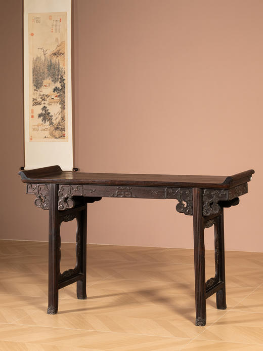 清代  红木独板夹头榫寿纹翘头案 商品图3