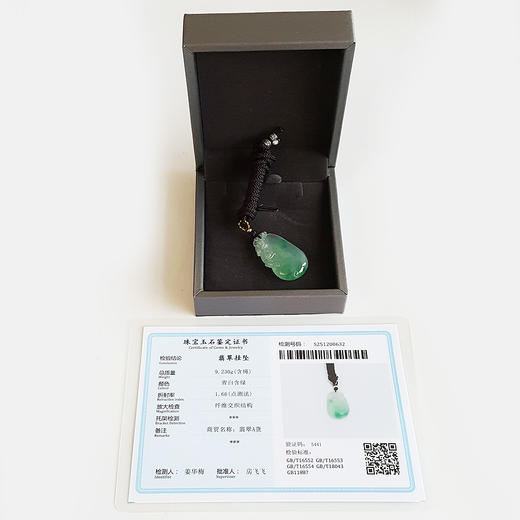 【天然正品】A货翡翠天然精品冰种飘阳绿福瓜造型翡翠（福气满满）吊坠项链 31.4*18.4*6.7MM（皆取最大值） 081225NJM05 商品图1