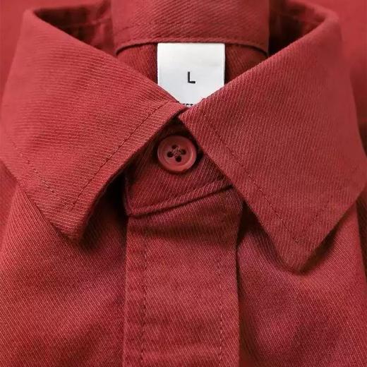 丁摩 100%纯棉【糖果色显白】紫色秋冬季衬衫女中长款休闲显瘦长袖衬衣女外穿5ZF-90180 商品图3