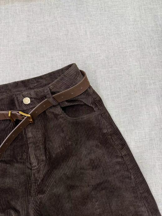 D122117冬季新款复古宽松简约灯芯绒棕色阔腿裤弯刀休闲裤香蕉裤长裤 商品图6