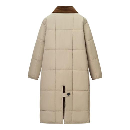 D122124冬季长款加厚保暖卡其色棉服女小众设计款棉衣面包服外套 商品图1