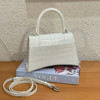 BALENCIAGA Hourglass 白色 鳄鱼压纹牛皮 S 沙漏包 银扣 商品缩略图1