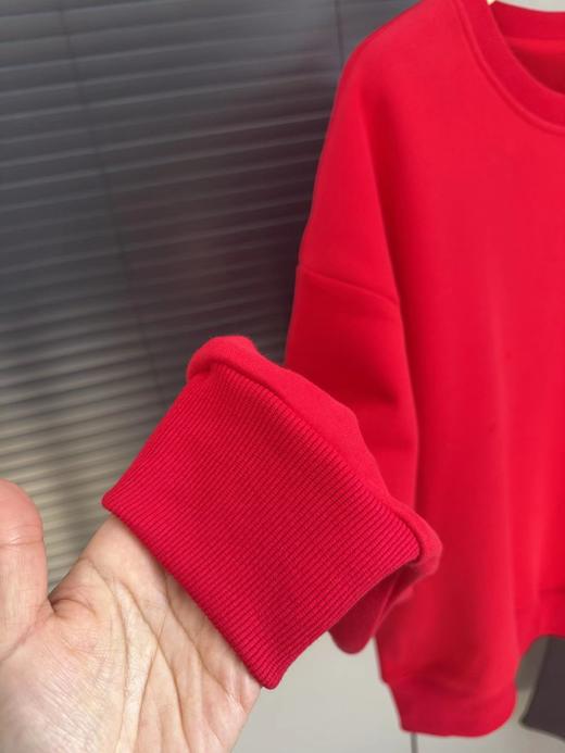 D122103新年战袍来啦！冬季一体绒情侣款红色圆领加厚卫衣 商品图6