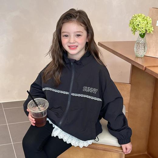 艾摩贝贝2025秋新品女童韩版宽松气质甜美蕾丝边拼接宽松外套上衣 商品图1