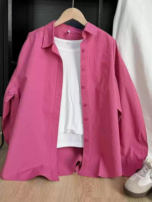 丁摩 100%纯棉【糖果色显白】紫色秋冬季衬衫女中长款休闲显瘦长袖衬衣女外穿5ZF-90180 商品图12