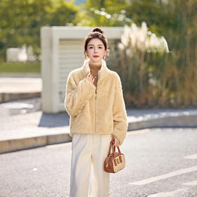 YJH5540优雅风皮毛一体外套女装冬2025新款女装时尚百搭气质保暖短款皮草