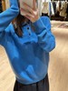 D122109显白蓝设计感前后两穿~ 冬季牛角扣翻领小众羊毛毛衣 商品缩略图0