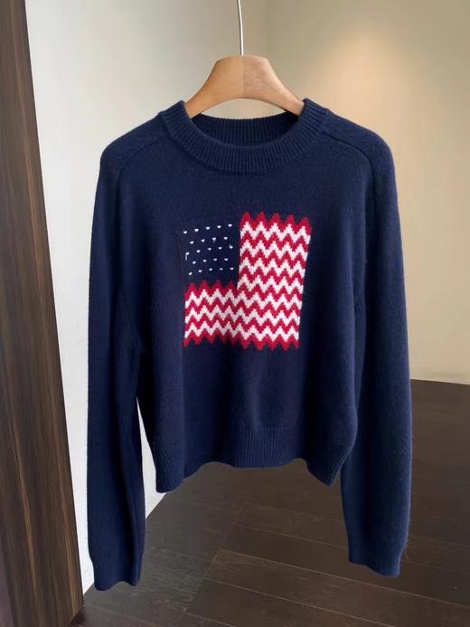 D122121美式氛围感波浪纹爱心图案圆领百搭毛衣 商品图1