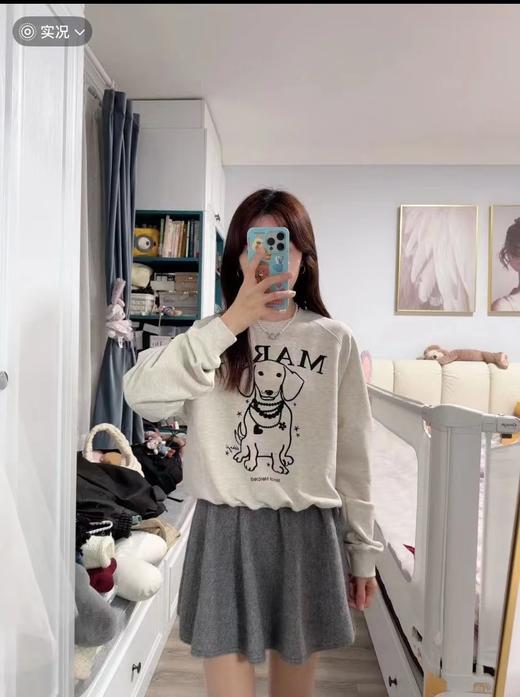 D122147正脸珍珠小狗卫衣女韩版腊肠狗圆领上衣 商品图11