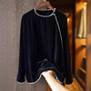 丁摩 黑色仿真丝绒衬衣女秋装新款中式改良唐装女士长袖上衣5ZF-0146 商品缩略图3