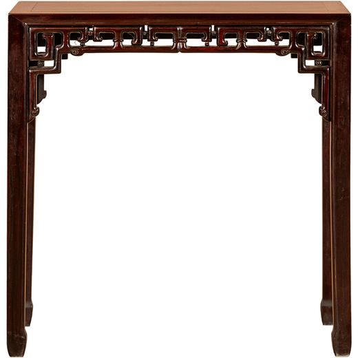 清代  红木独板透雕拐子纹小条桌 商品图5