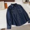 丁摩 【主推款】经典两色加绒牛仔衬衫女冬韩版宽松单排扣翻领保暖内搭5ZF-12225 商品缩略图1