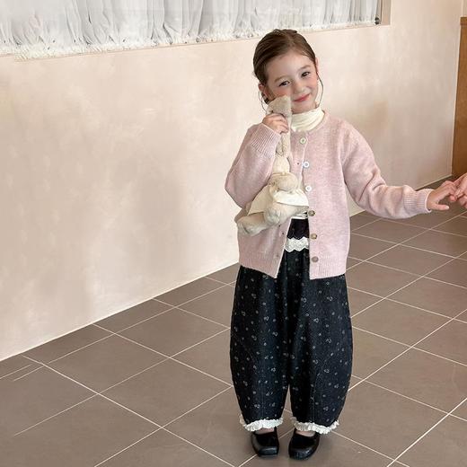 艾摩贝贝女童粉色温柔风毛衣2025秋季新款儿童休闲针织开衫外套 商品图3