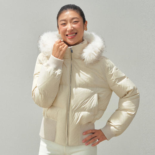 Ariseism 美式复古可拆卸帽子毛领羽绒服女冬季新款保暖上衣 商品图1