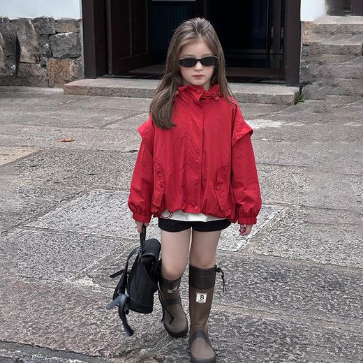 艾摩贝贝儿童韩范设计感户外冲锋衣男女童宝宝宽松冲锋衣休闲外套 商品图1