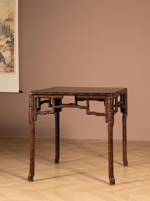 清代 红木竹节工方桌 商品图4