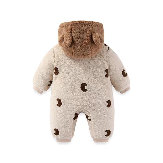 新品冬季婴儿连体衣法兰绒新生儿宝宝加厚保暖加棉拉链款外套抱衣 商品图2