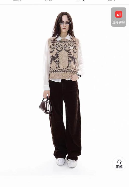 D122117冬季新款复古宽松简约灯芯绒棕色阔腿裤弯刀休闲裤香蕉裤长裤 商品图10